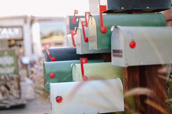 colorful mailboxes in a row